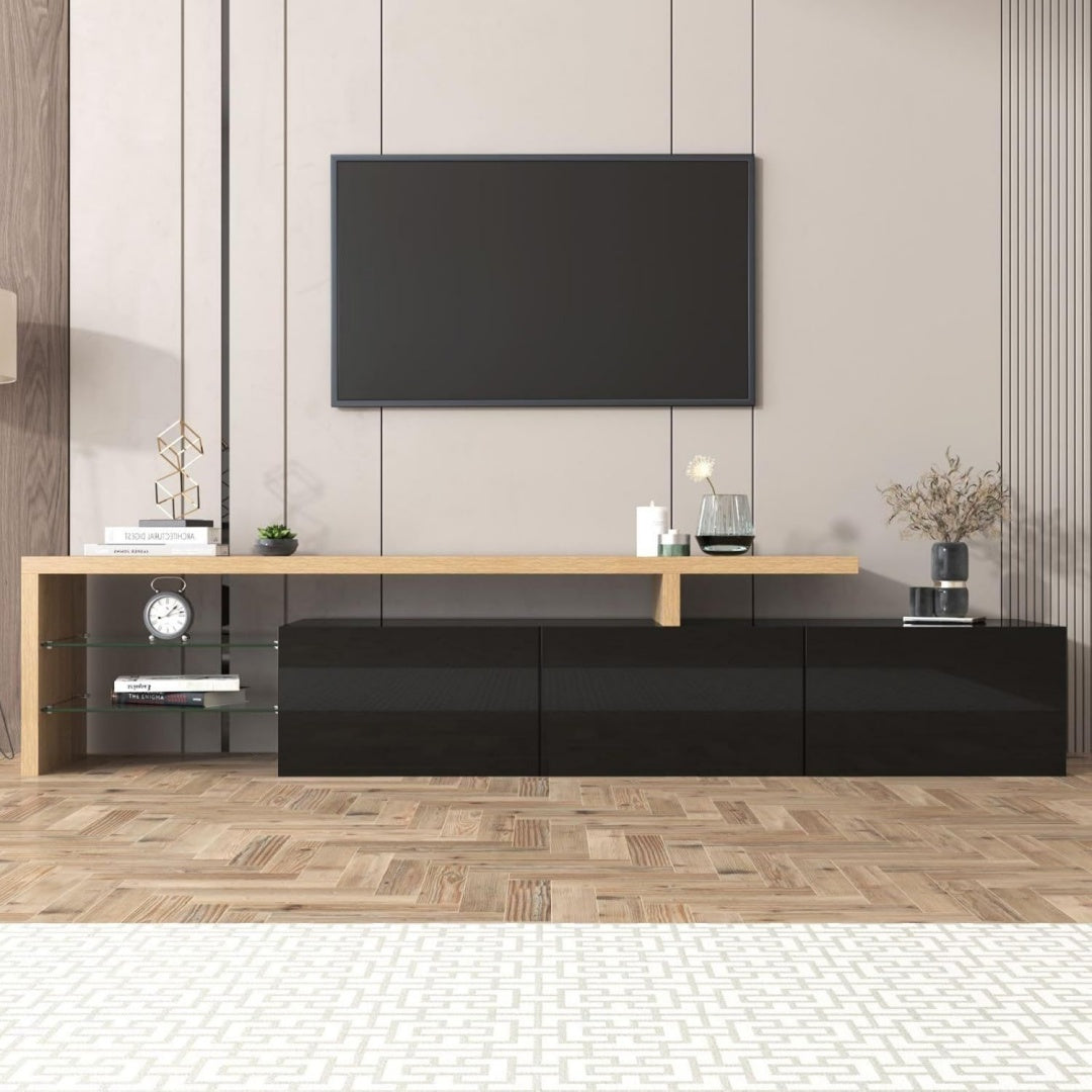 Beau meuble TV en MDF et verre
