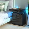 Table de bout de lit gris fonce finition bois