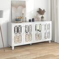 Buffet gris clair, finition verre