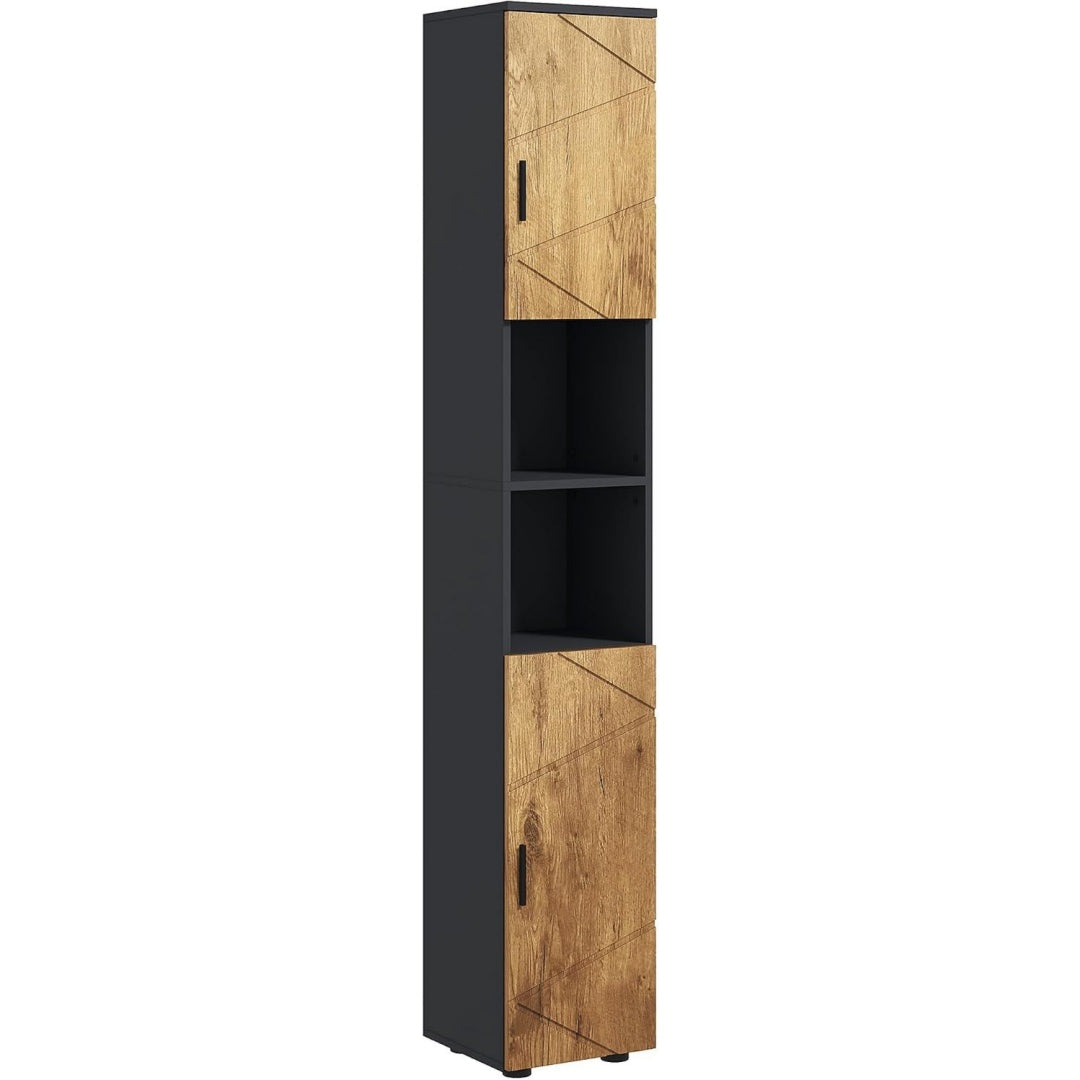 Meuble colonne en bambou, marron, contemporain et rangement pratique