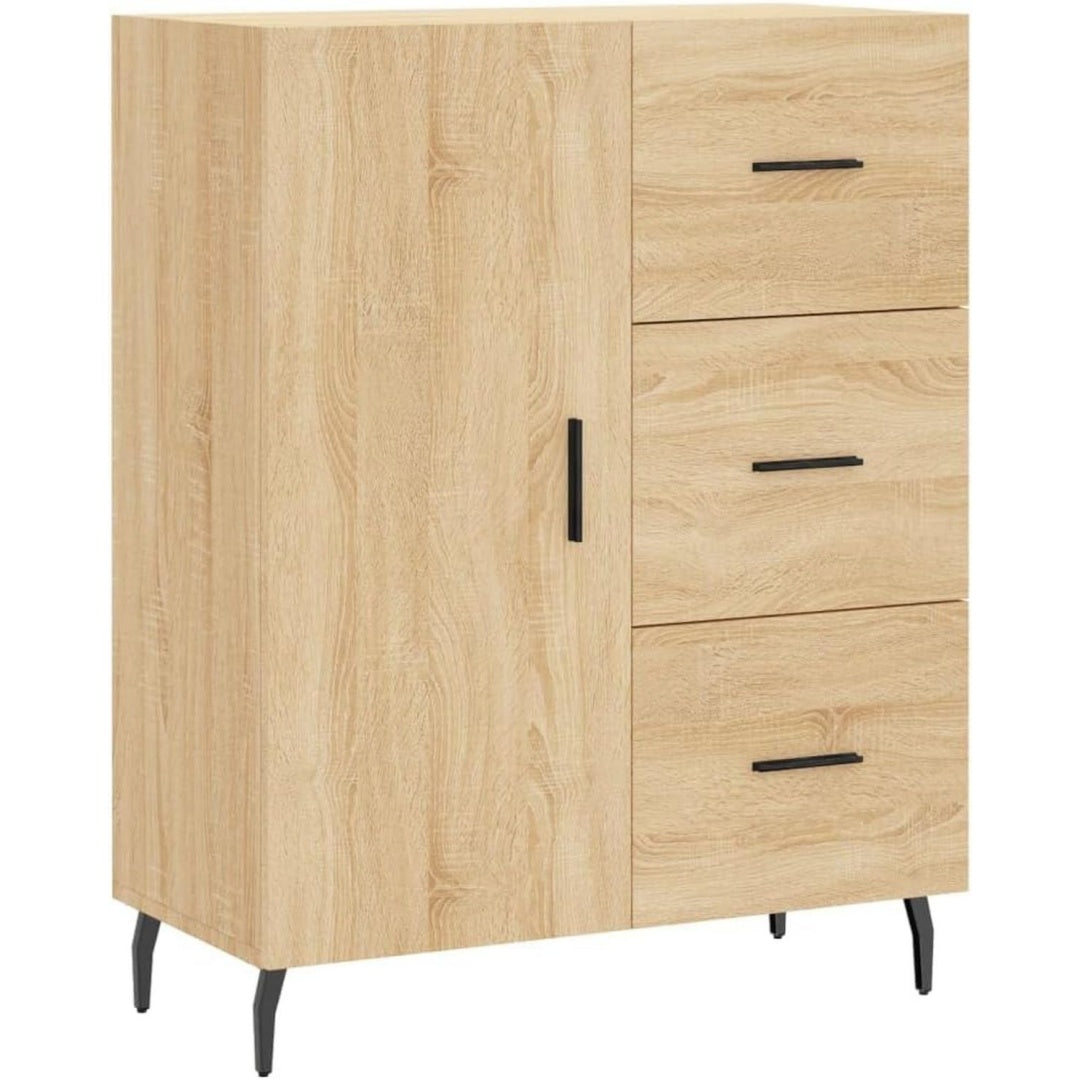 Rendu vintage, meuble de rangement marron en bois 3 tiroirs