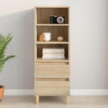 Gris clair et bois, credence style rustique au rendu epure