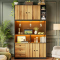 Armoire haute or verre 180 cm, rangement aspect naturel