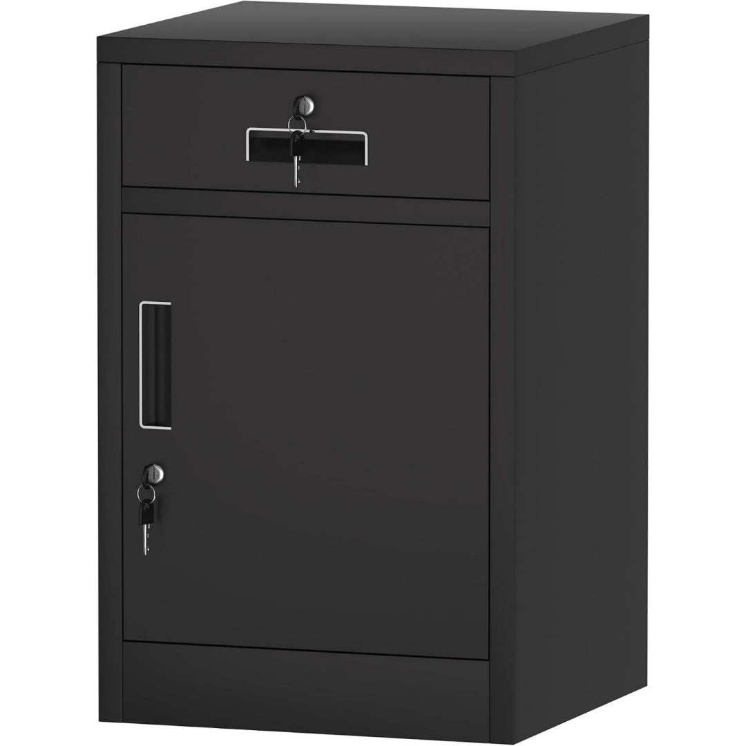 Style, armoire noir en metal 1 tiroir