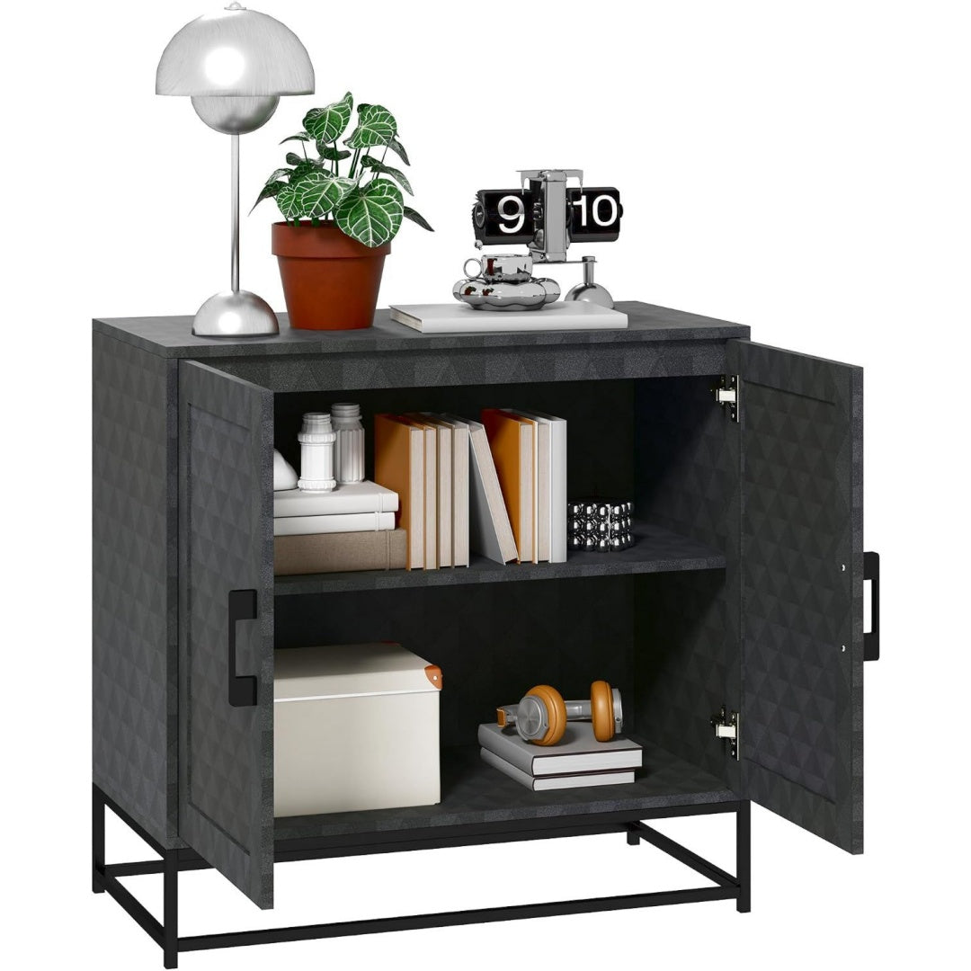 Multi usages, vaisselier gris fonce en panneau de particules 2 portes