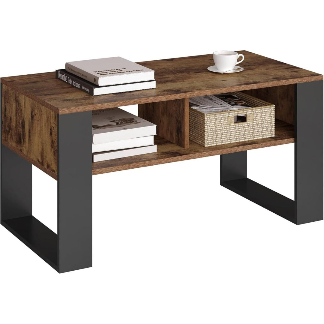 45 x 90 x 45 cm table basse marron cave a vin integree