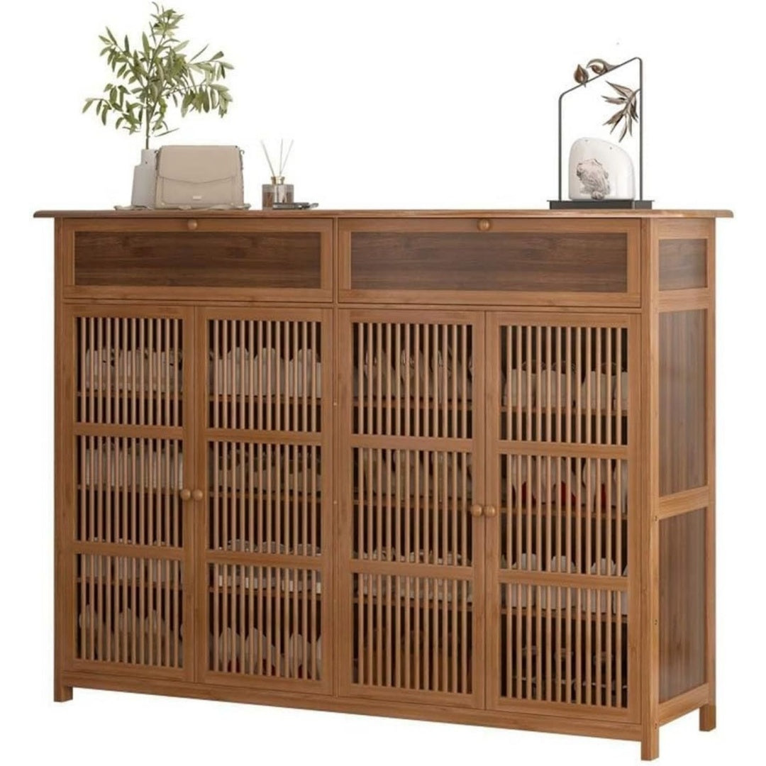 4 portes et etageres, etagere a chaussures marron style moderne