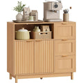 Credence marron etageres reglables a 1 porte 3 tiroirs bois ingenierie