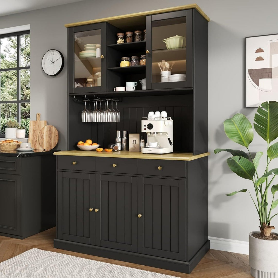 Buffet haut de style contemporain gris fonce 120 x 40 x 191 cm