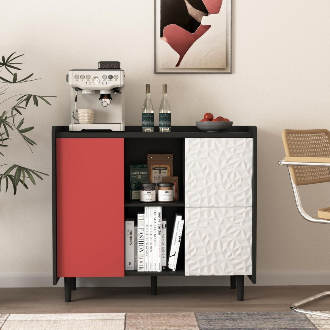 Rangement buffet couleur beige, deux tiroirs