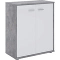 Commode en MDF teinte gris clair, deux portes