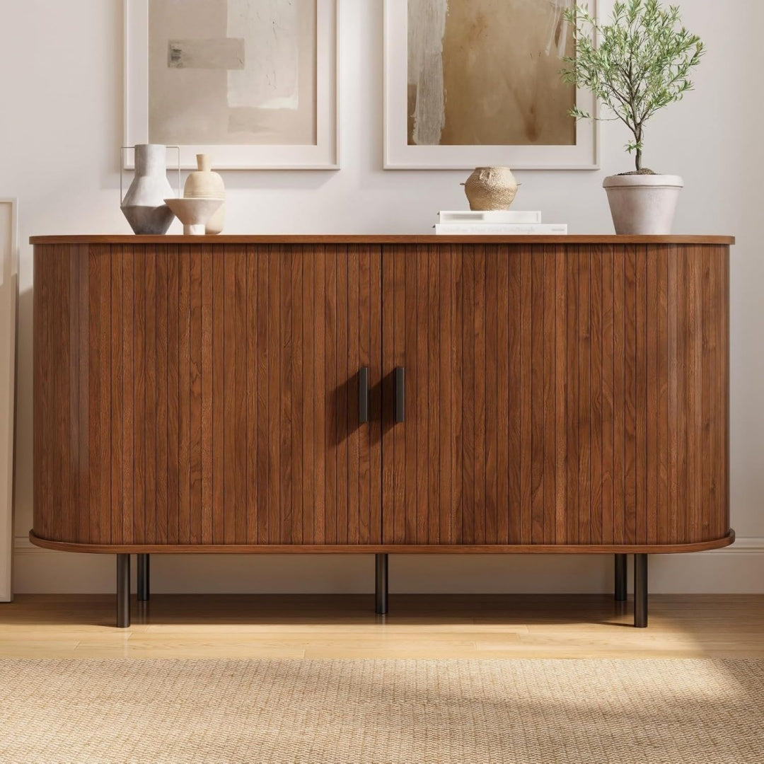 Enfilade marron bois ingenierie 140 cm, rangement esprit fermier