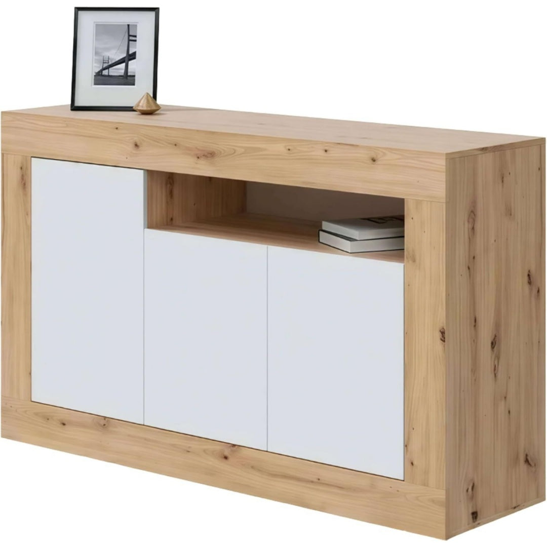 Enfilade gris clair 144 cm, ideal pour petit espace