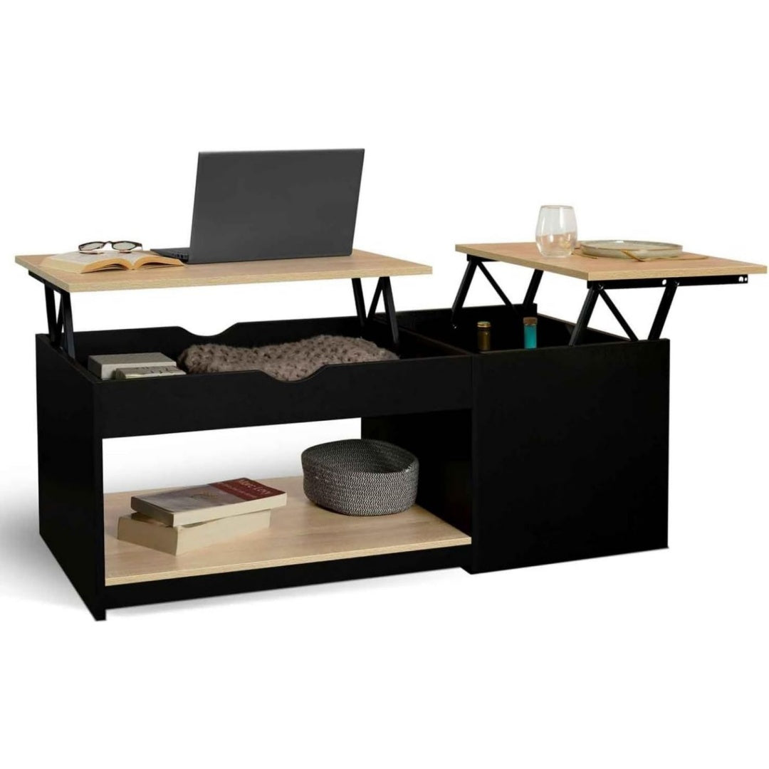 Table basse noir, plateau relevable