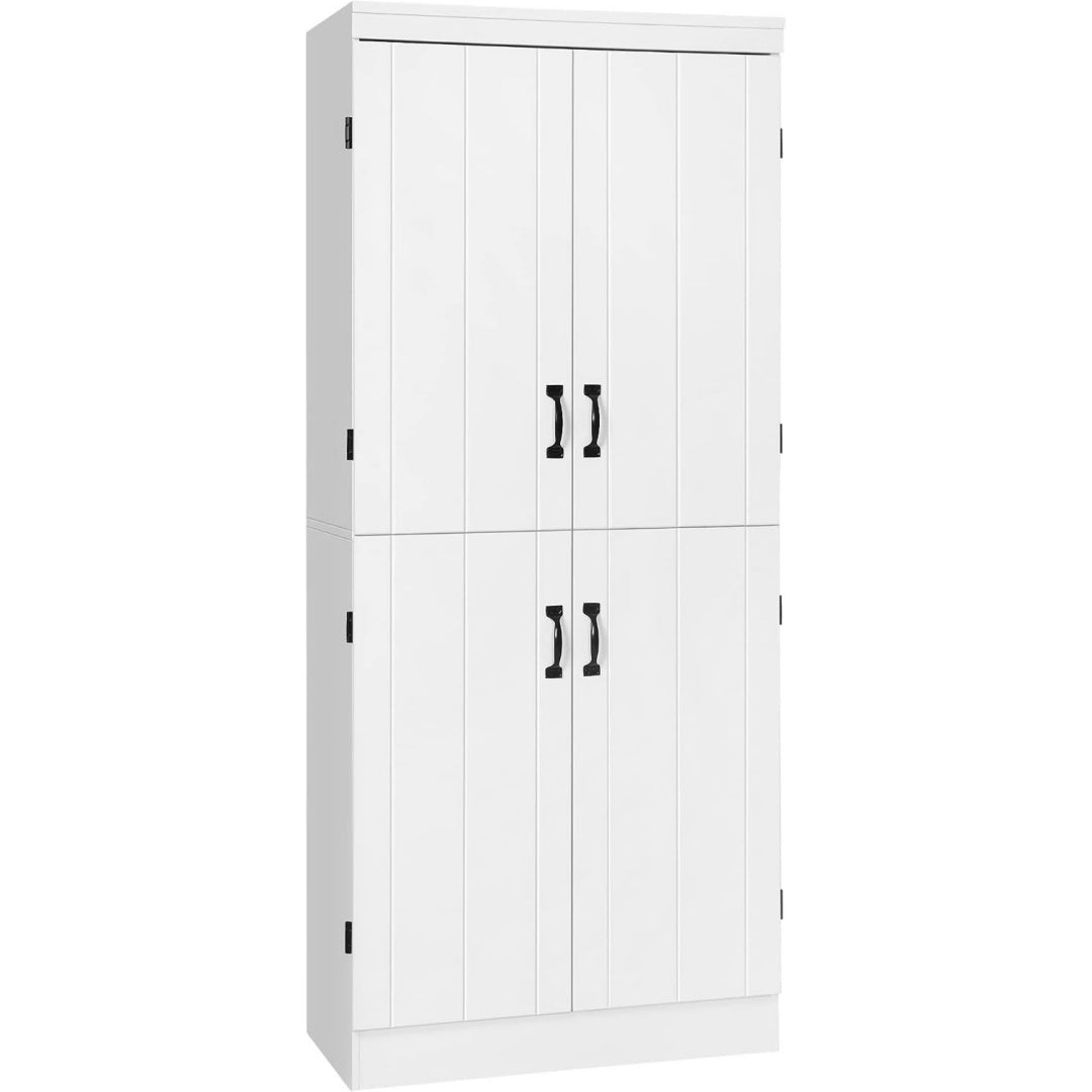 Credence gris clair etageres reglables a 4 portes materiau durable