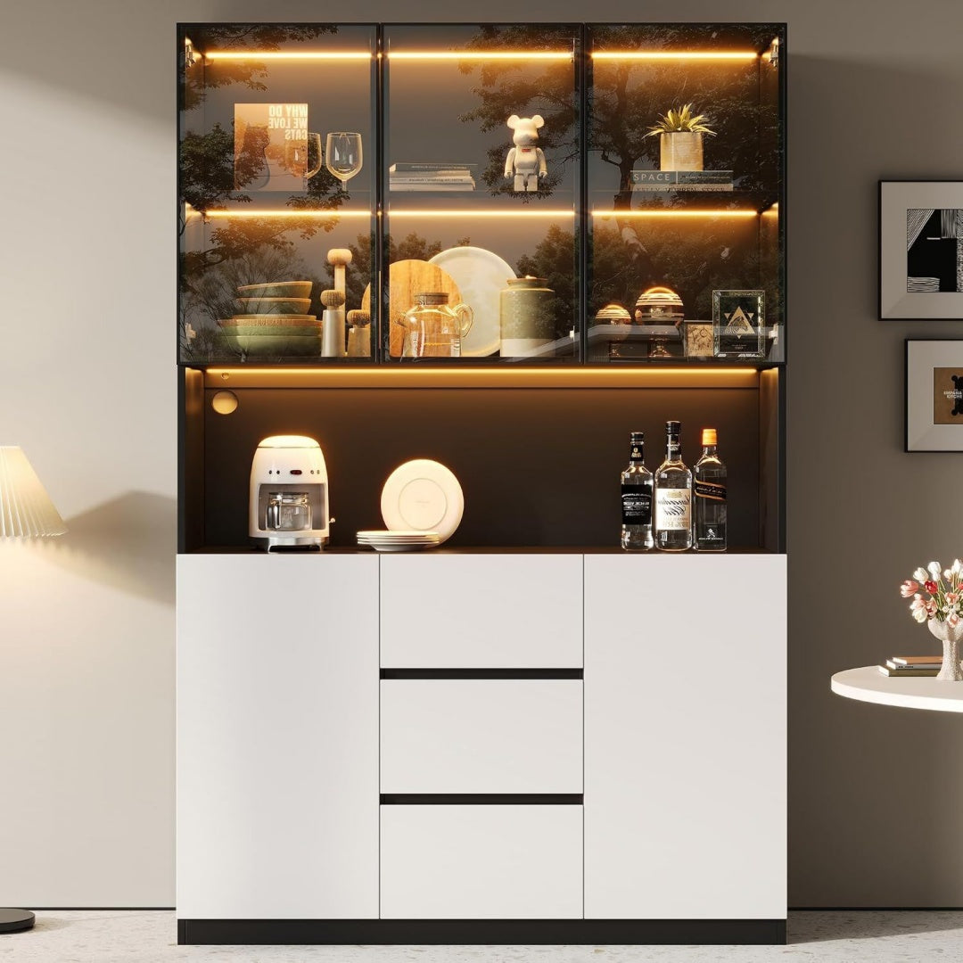 Vitrine gris en verre trempe avec deux portes