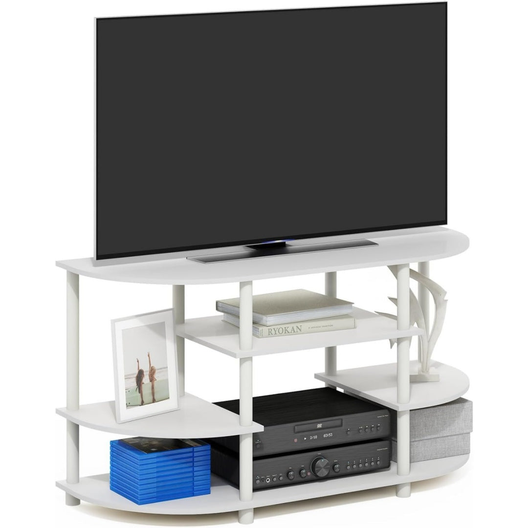Plus de rangement, console TV gris fonce en bois