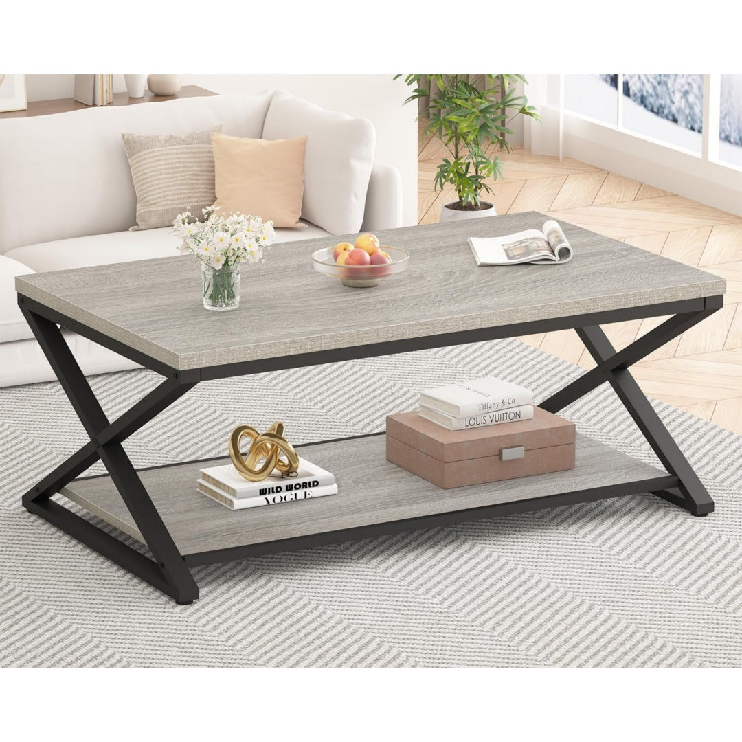 Table basse en chene et metal ideal pour la maison