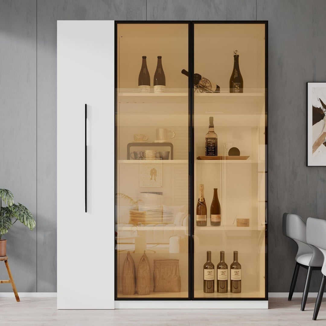 Armoire vitree marron de chambre en panneau de particules style moderne