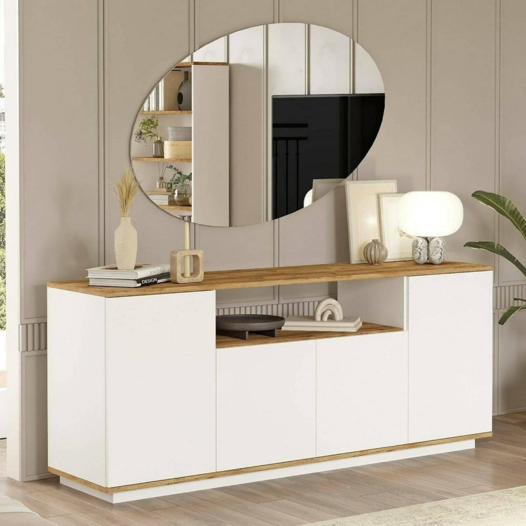 Moderne, credence gris clair en bois 180 x 45 x 75 cm