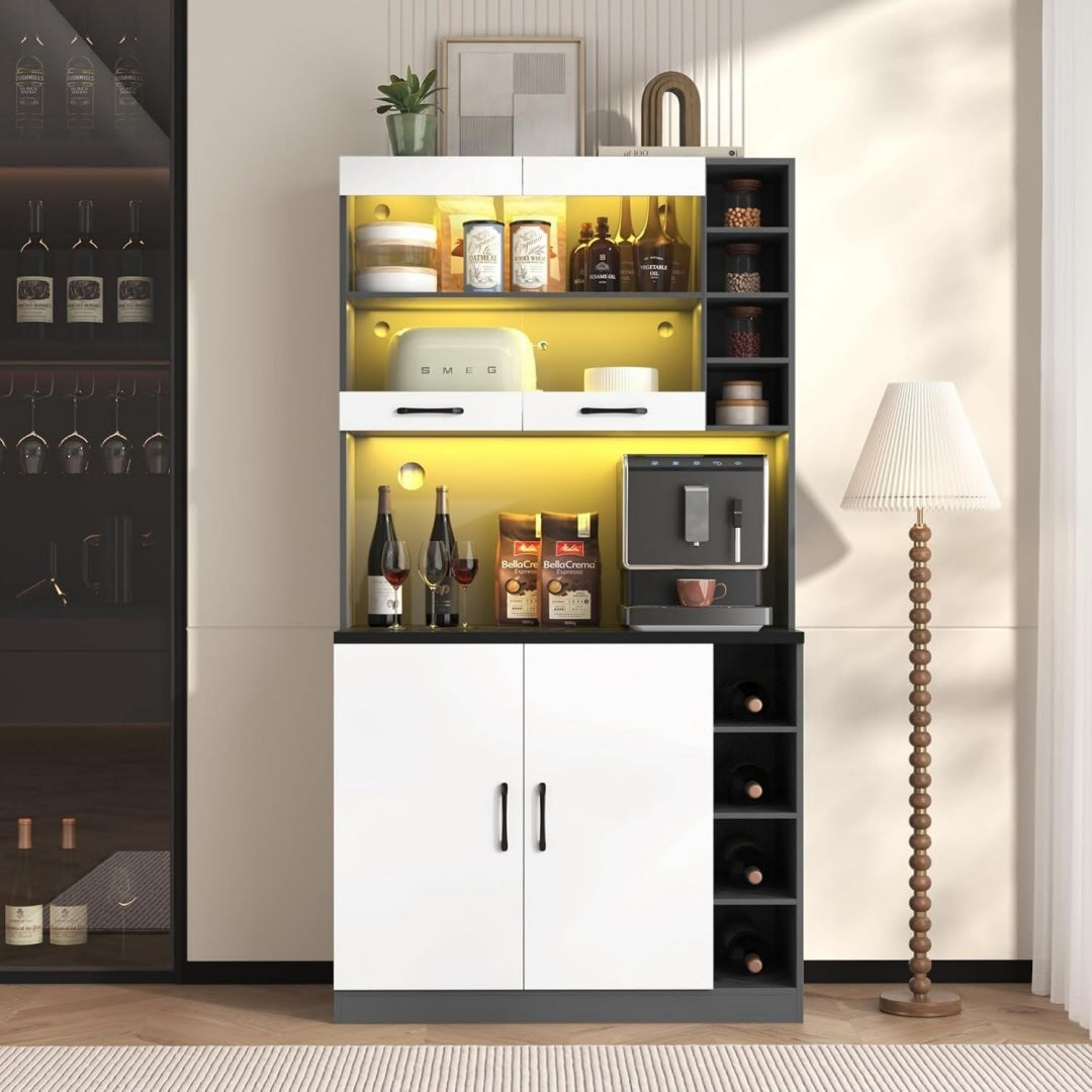 Buffet 100 x 47 x 187 cm en MDF et verre